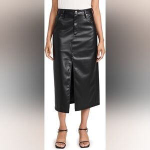 Rag and Bone Sid Faux Leather Midi Skirt